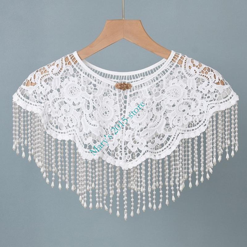 Ethnic Fashion Designers - สไตล์จีนแบบดั้งเดิมปักไหล่ผ้าพันคอผ้าคลุมไหล่ลูกปัดไข่มุกเครื่องประดับชาติพันธุ์ Hollow Design