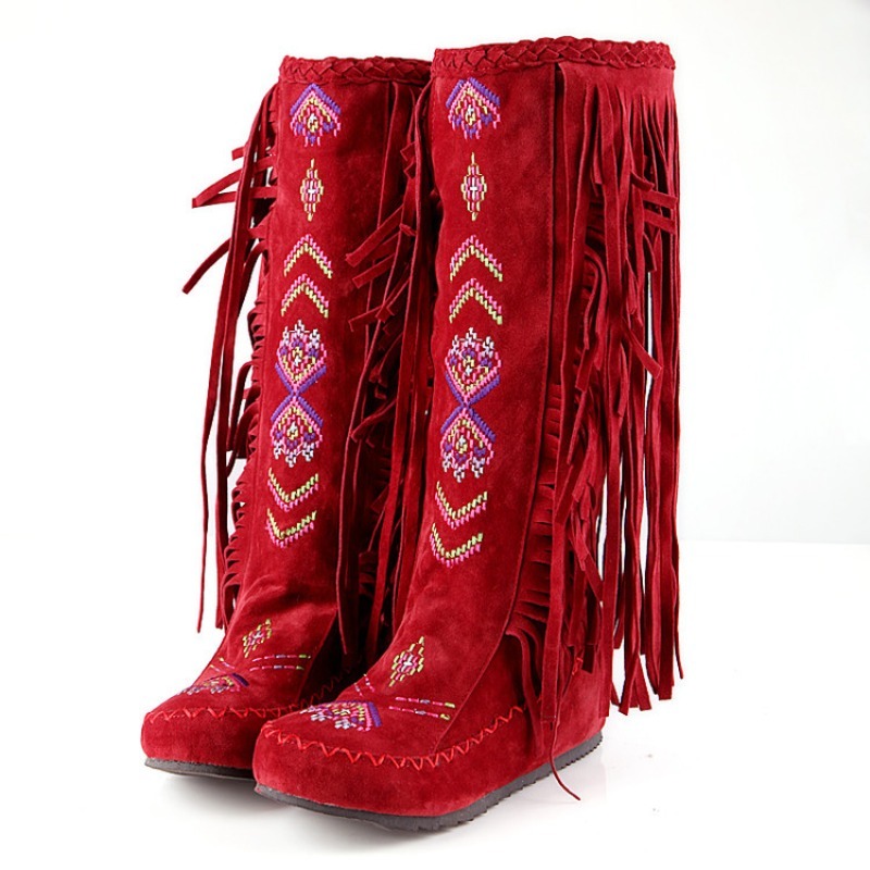 รองเท้าบูทพู่ห้อย งานปักมือ แฟ - Ethnic And Fashion บทวิจารณ์และราคา