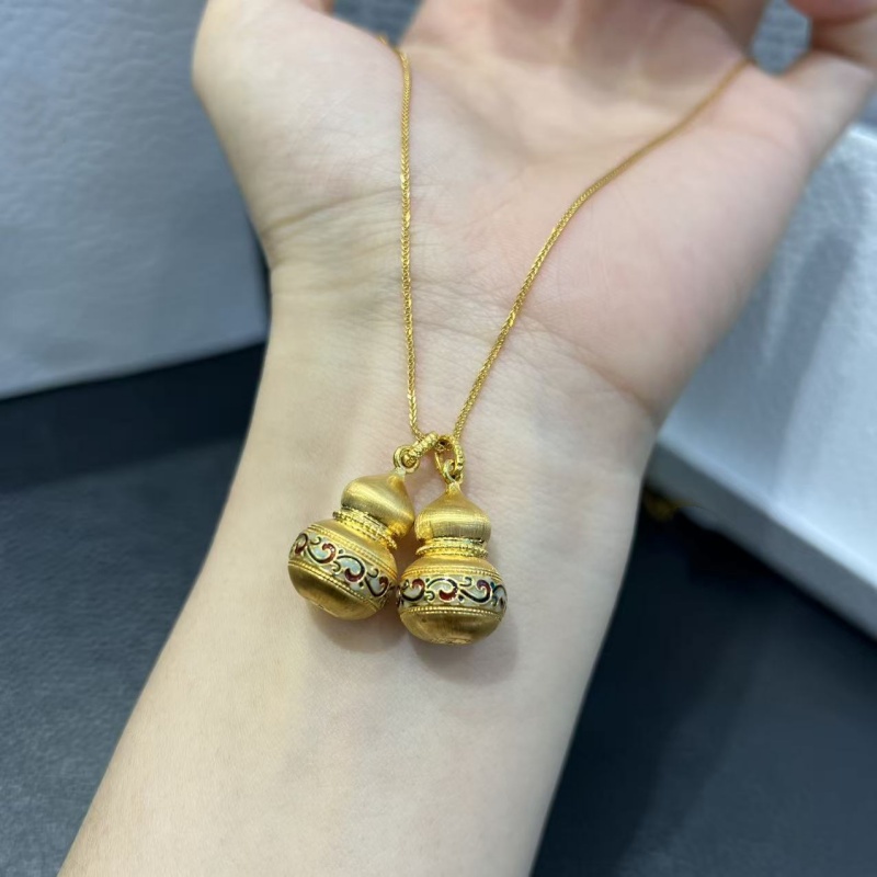 จี้ทองคำ 18K รูปทรงน้ำเต้าลายเ - Ethnic Fashion Boutique บทวิจารณ์และราคา
